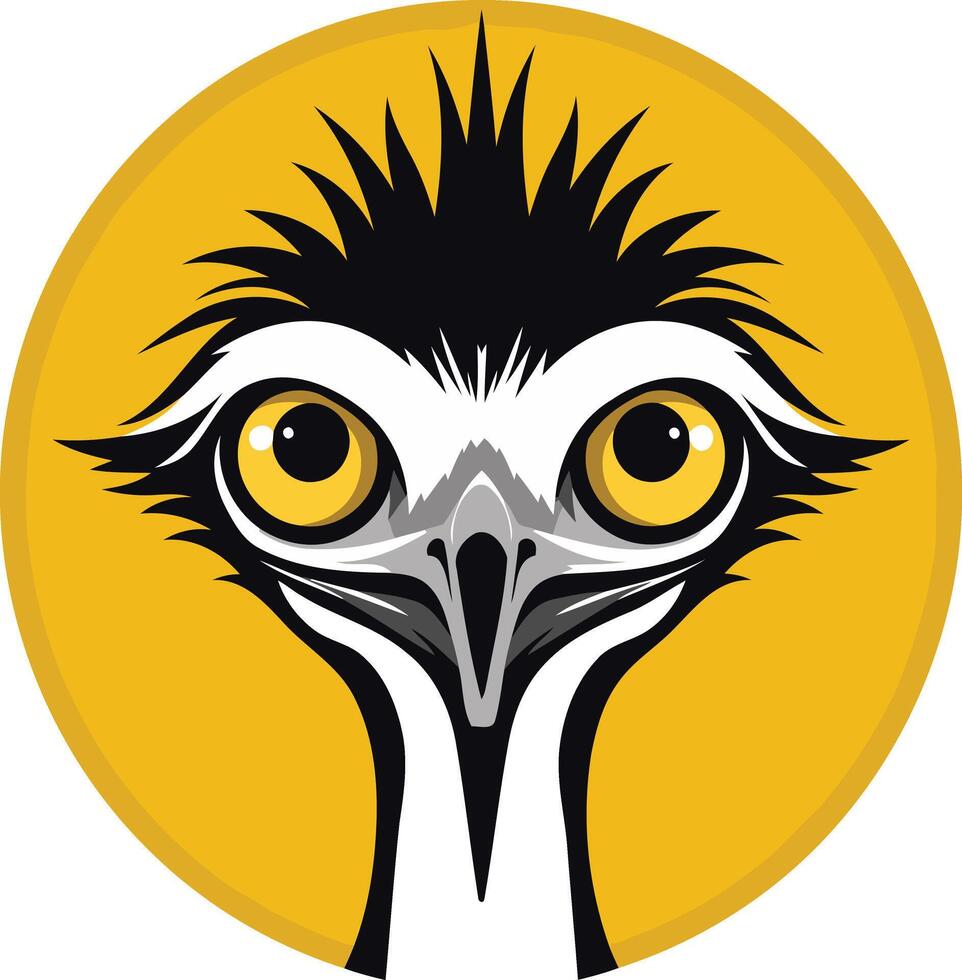 Emu Head Illustration Against a Yellow Background vector