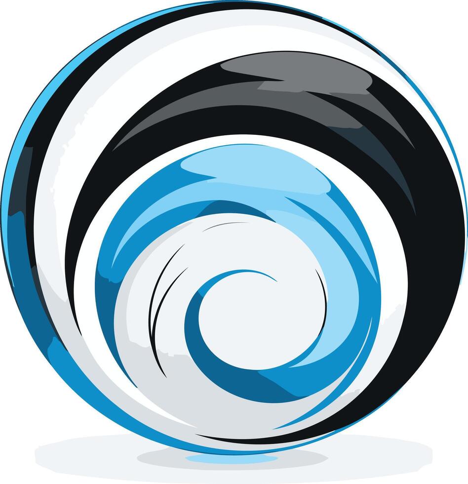 Abstract Blue and Black Swirling Sphere vector