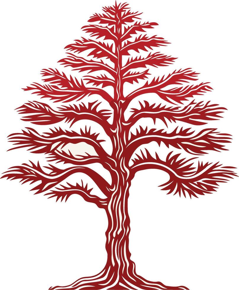 Red Pine Tree Silhouette vector