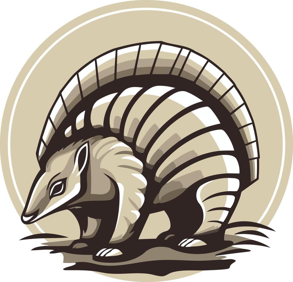 Armadillo Illustration in a Circular Frame vector
