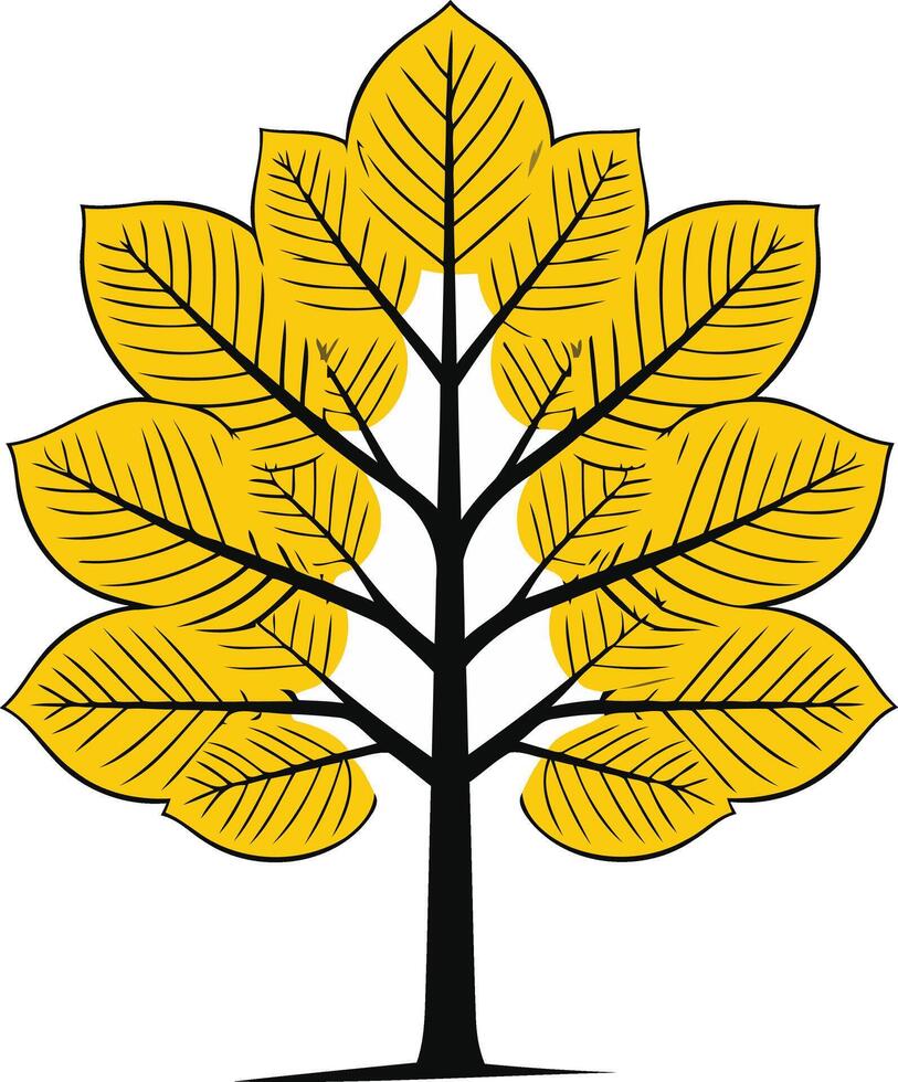 Stylized Tree with Yellow Leaves vector