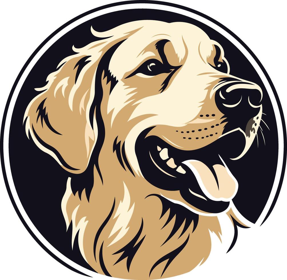 Golden Retriever Head in a Circle vector
