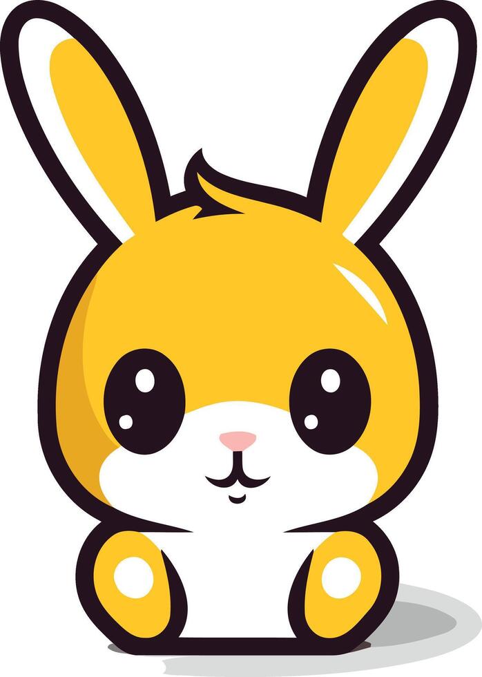 Cute Yellow Bunny Rabbit Cartoon Character vector