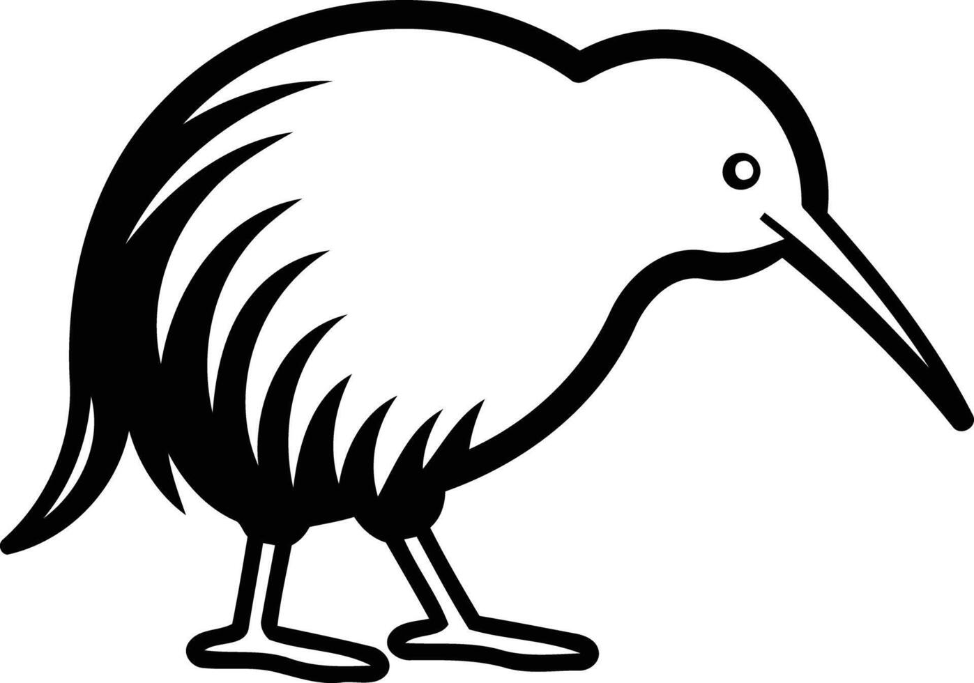 A simple black and white illustration of a kiwi bird vector