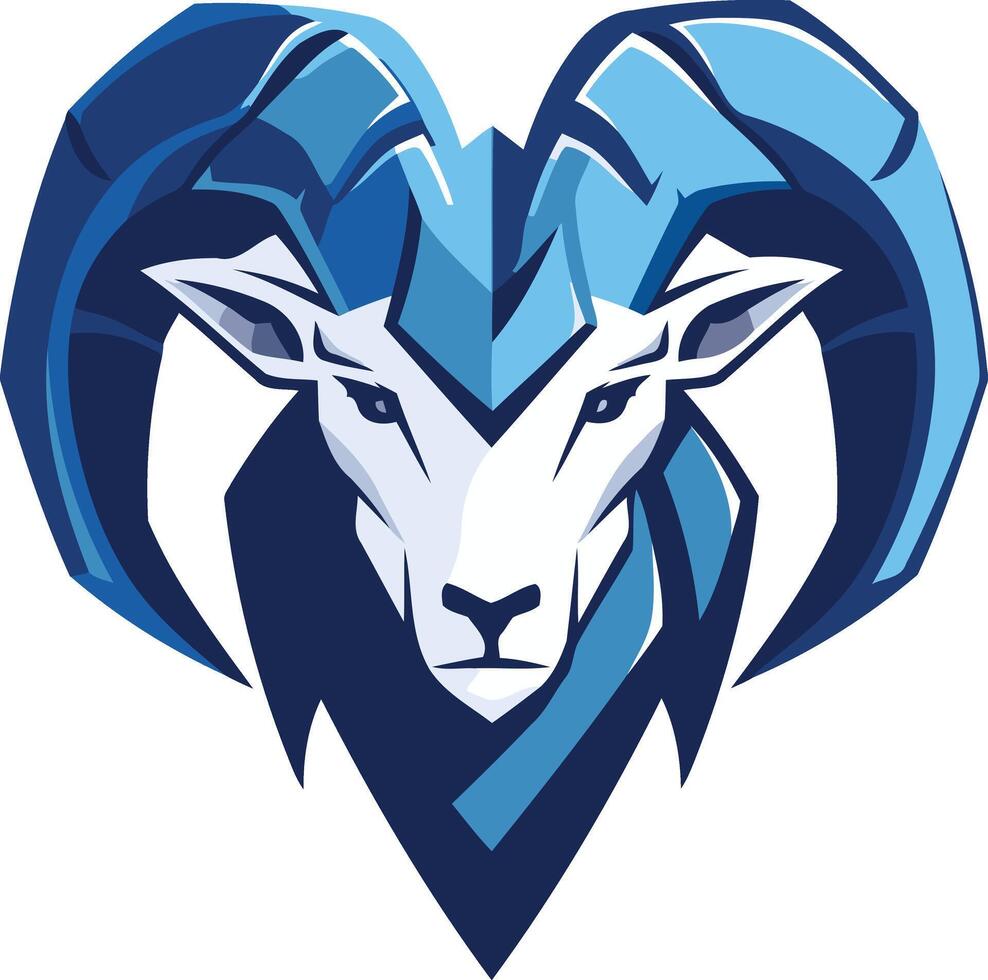 Blue and White Ram Mascot Logo vector