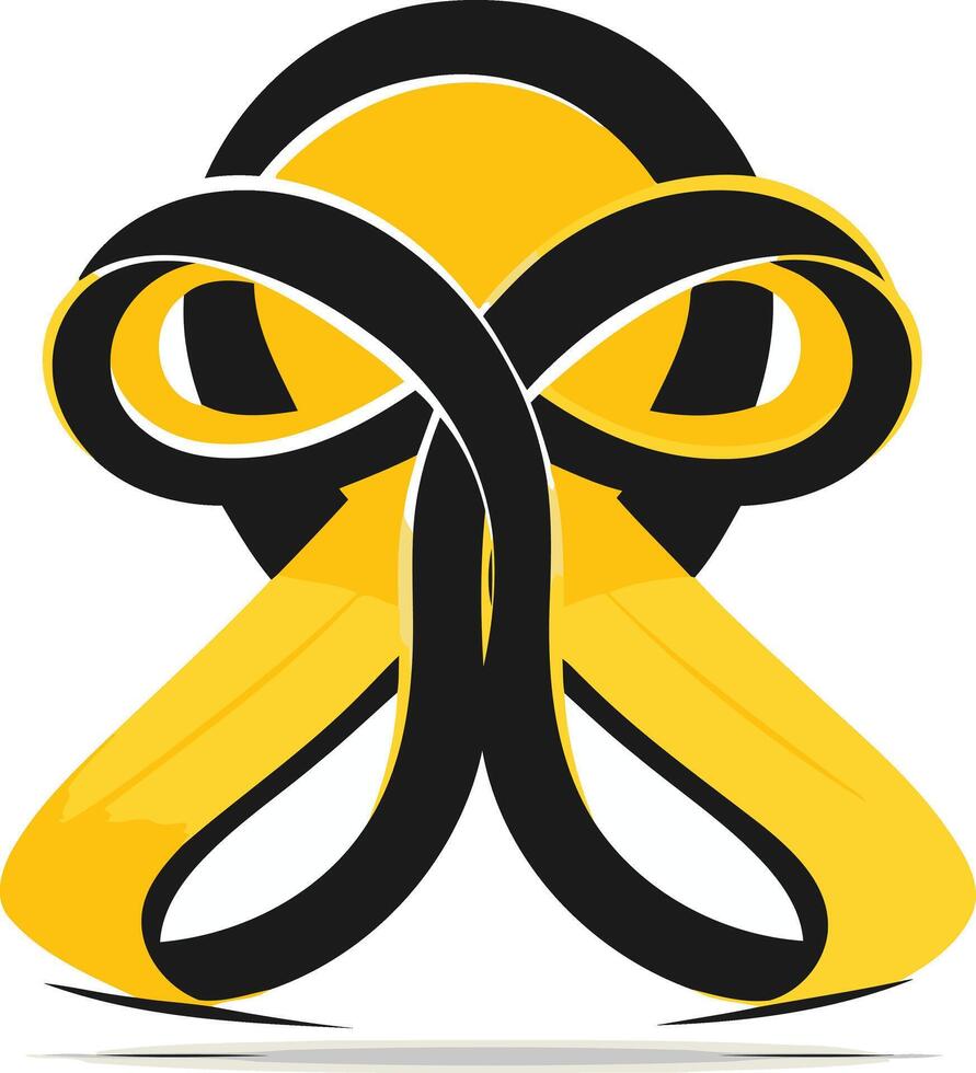 Abstract Intertwined Shapes in Black and Yellow vector