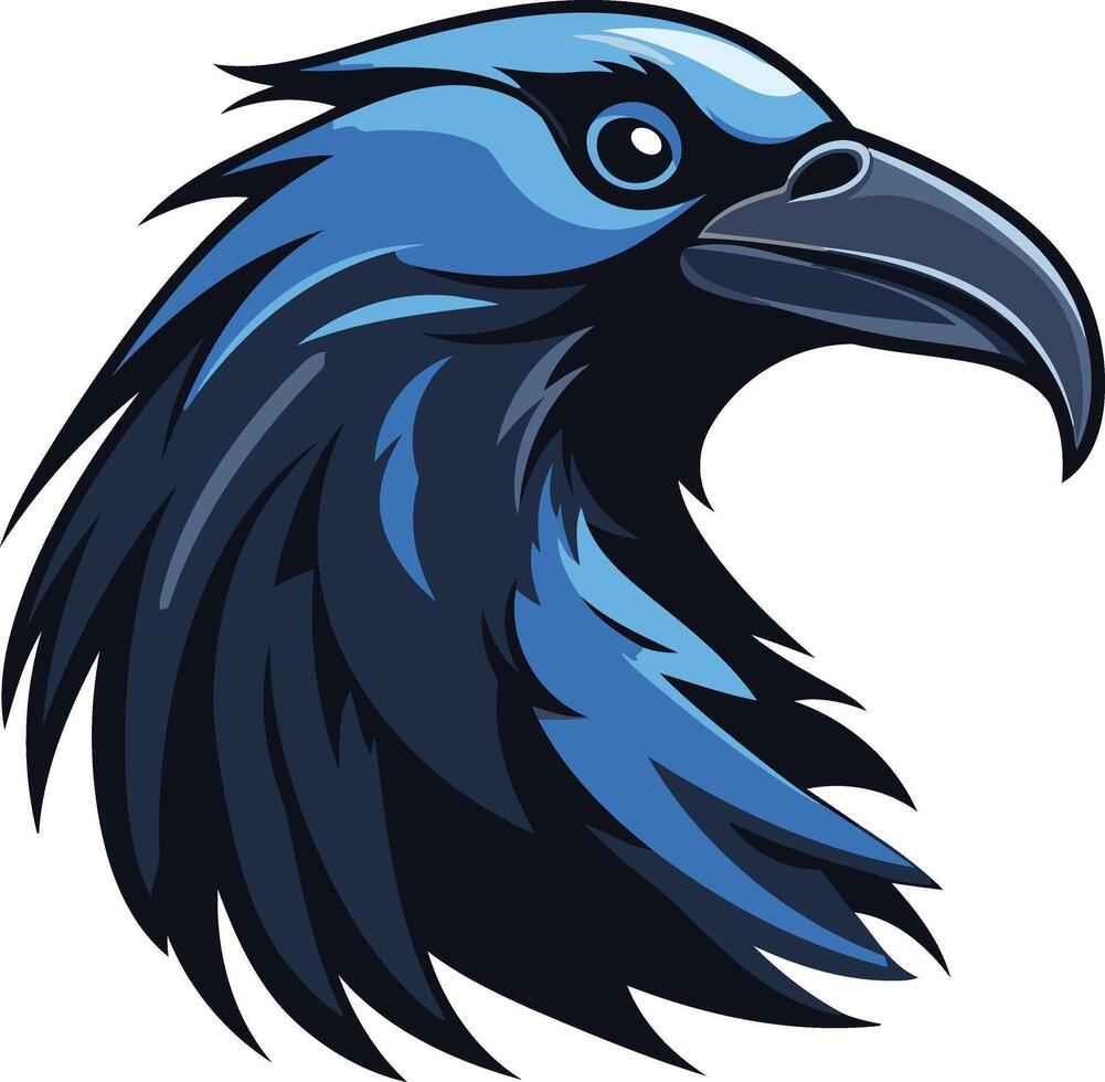 Blue Raven Head Illustration vector