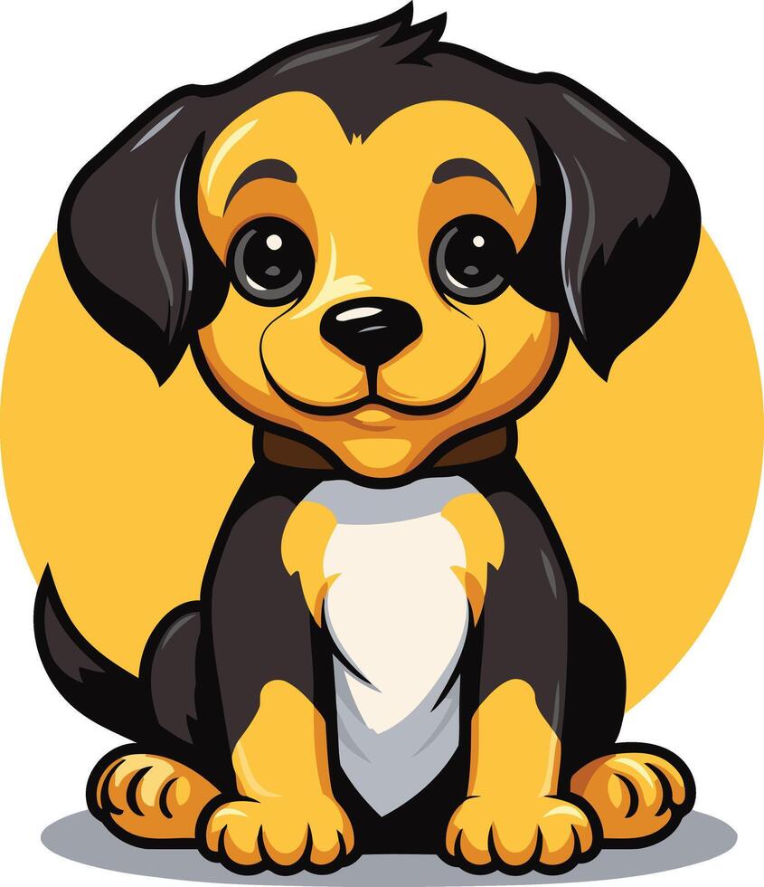 Adorable Cartoon Puppy with Big Eyes vector