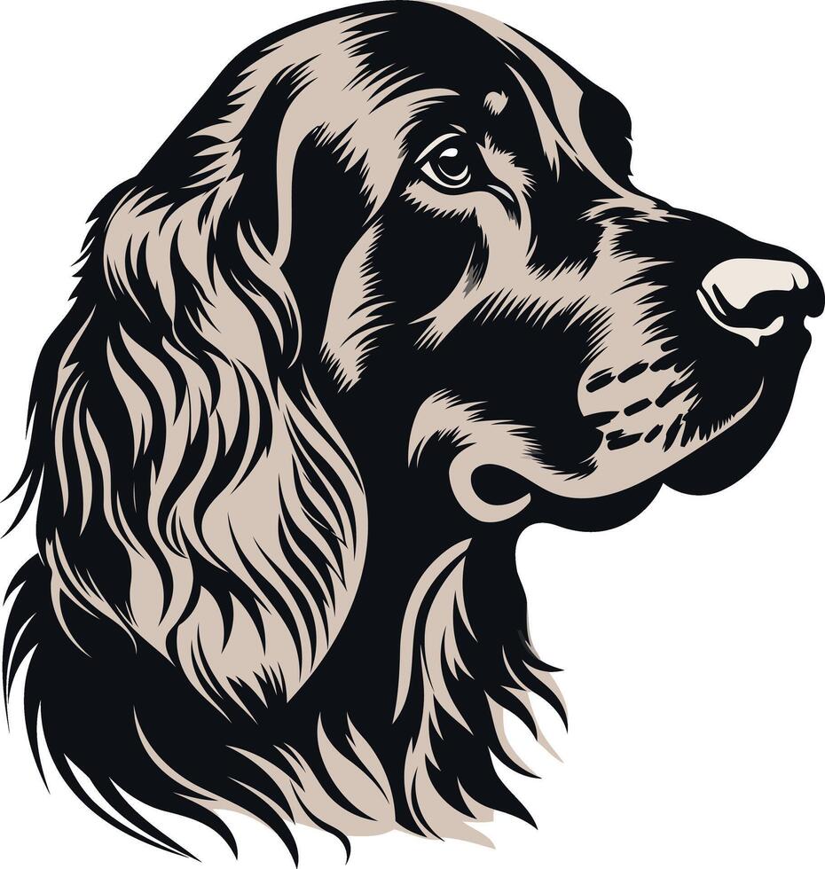 Black and White Dog Portrait vector
