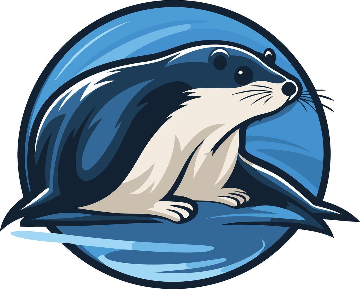 Cute Badger with Blue Background vector