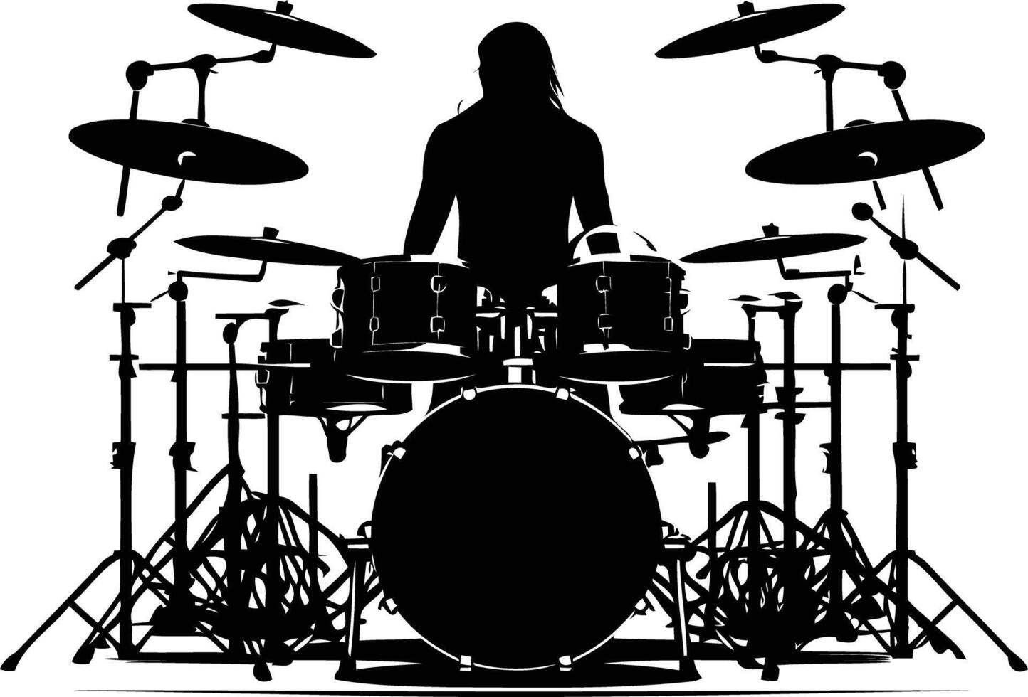 Silhouette of a Drummer Performing vector