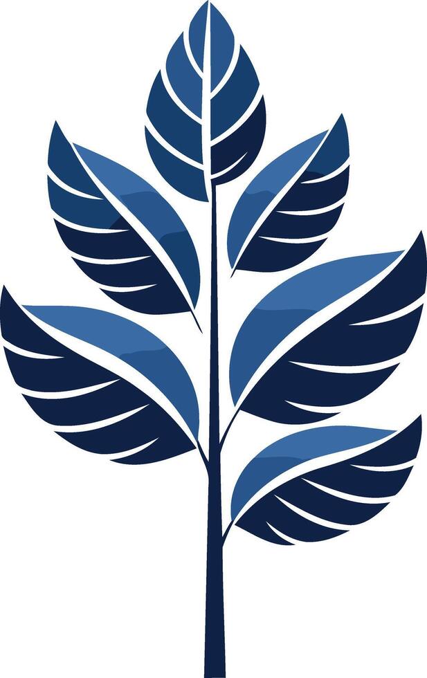 Stylized Blue Leaf Branch vector