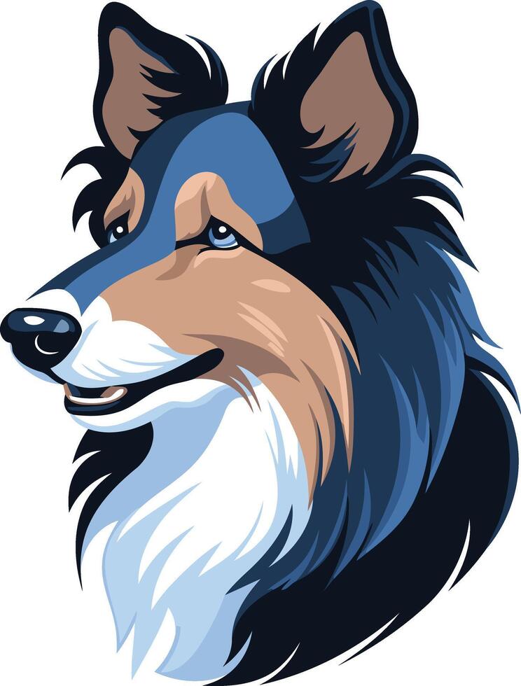 Collie Dog Portrait Illustration vector