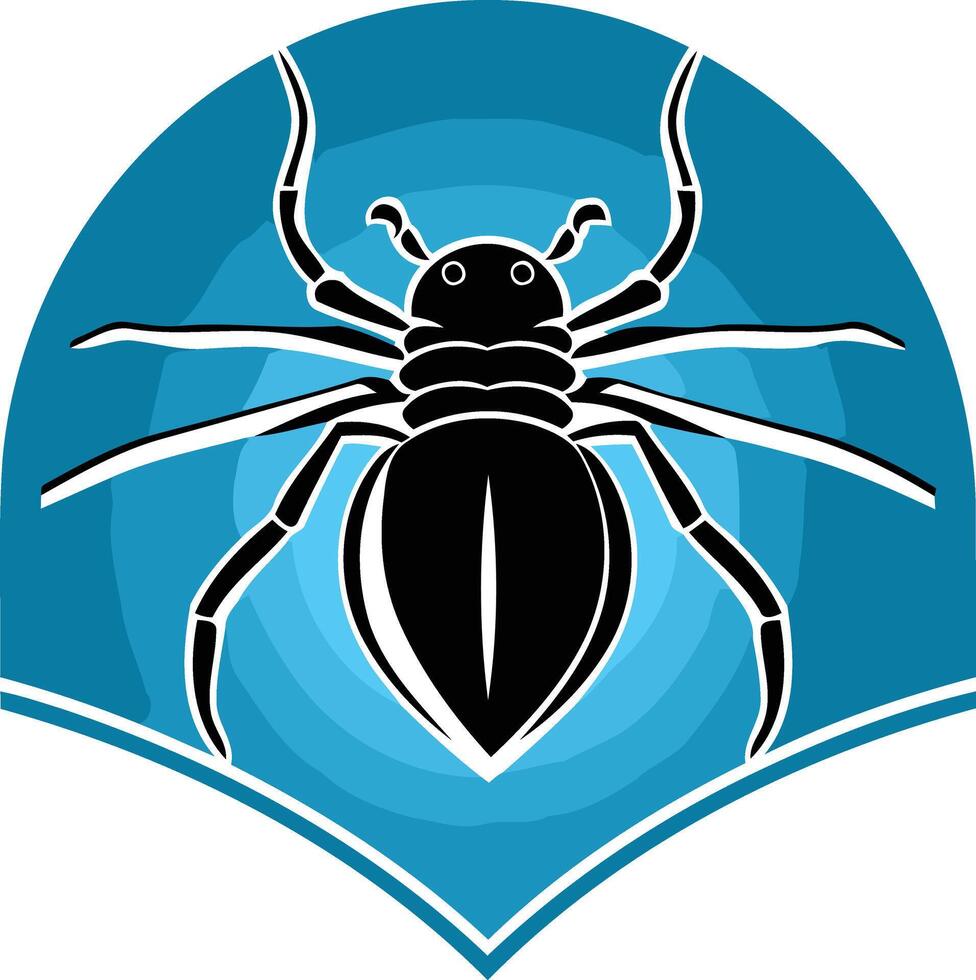 Black Spider Silhouette on a Blue Background vector