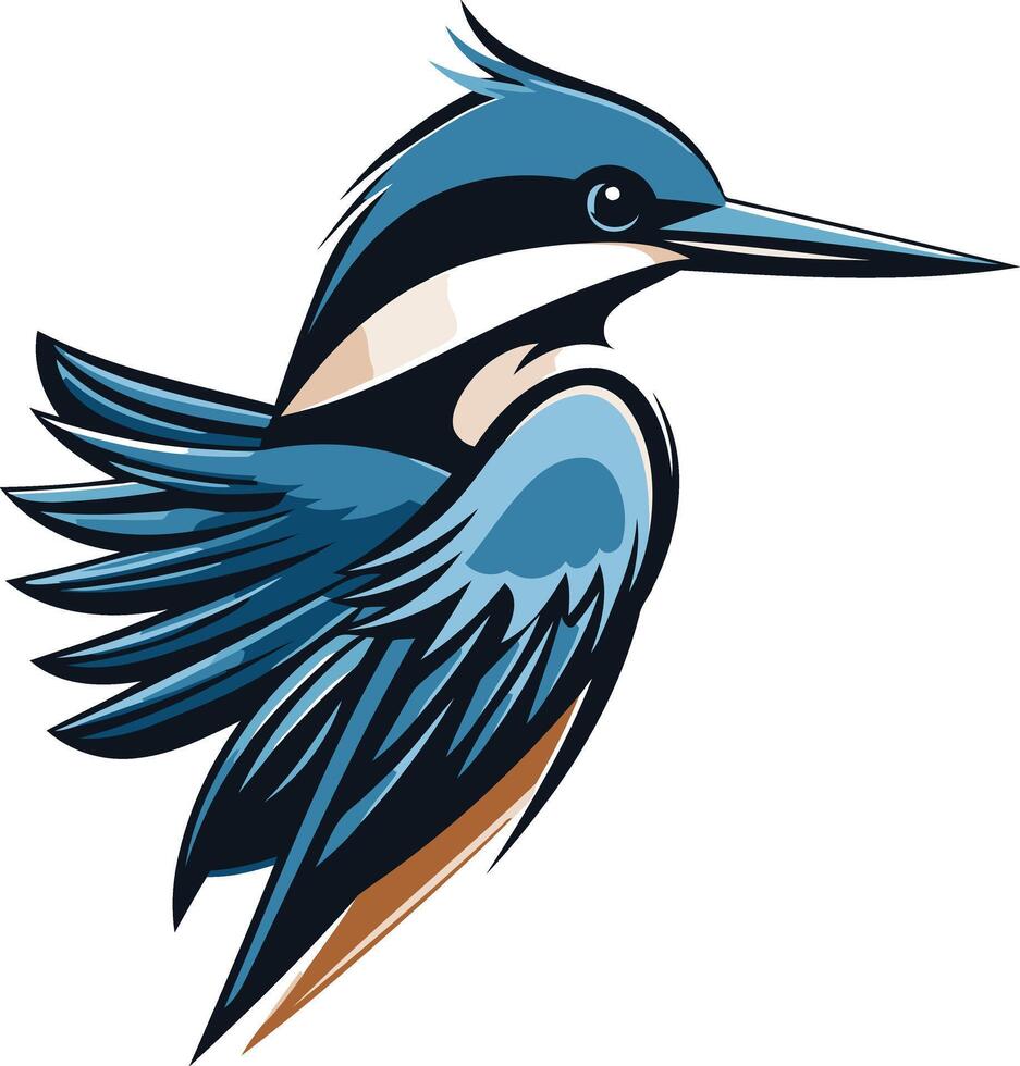 Blue Kingfisher Bird with Spread Wings vector