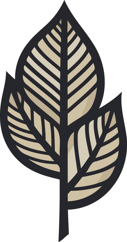 Three Leaves with Black Outlines vector