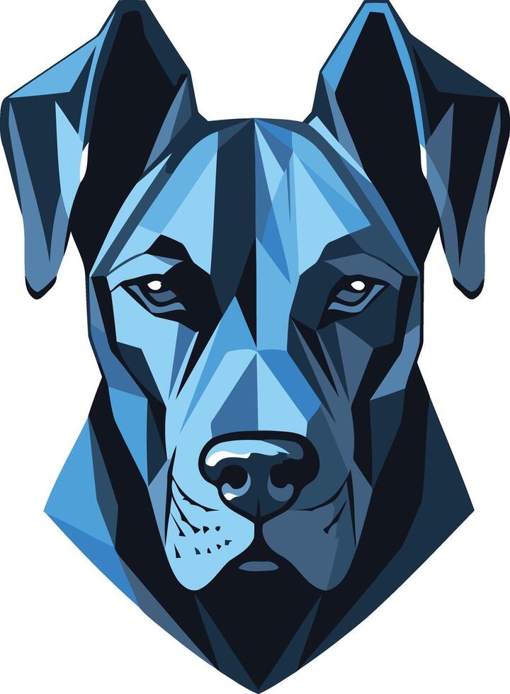 Geometric Dog Portrait in Blue Hues vector