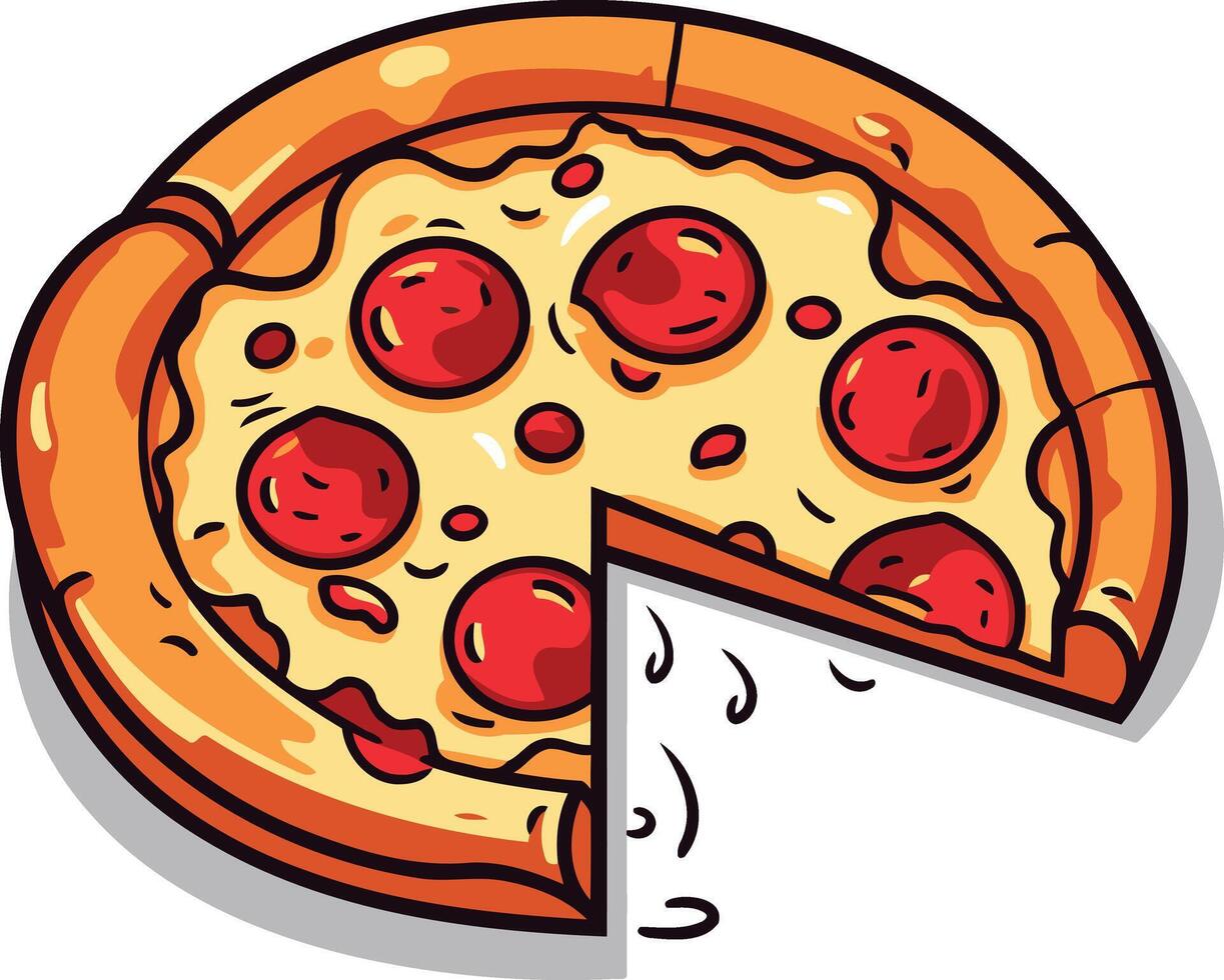 Delicious Pepperoni Pizza with a Missing Slice vector