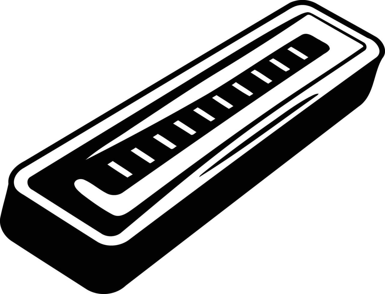 Simple black and white illustration of a classic harmonica vector