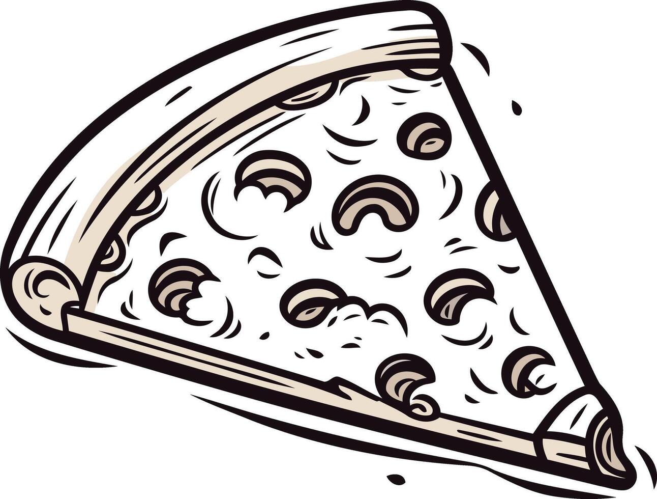 A Slice of Pizza with Mushrooms Cartoon Illustration vector