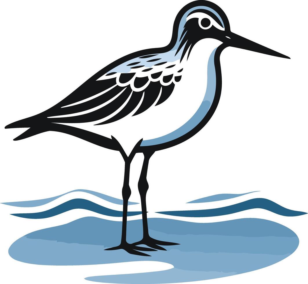 Stylized Illustration of a Shorebird vector