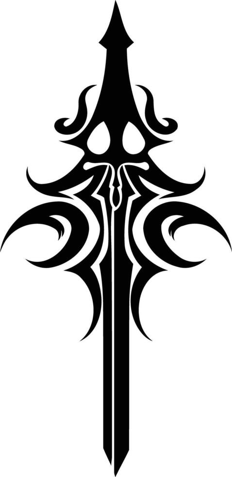 A bold and stylized sword with tribal design elements vector