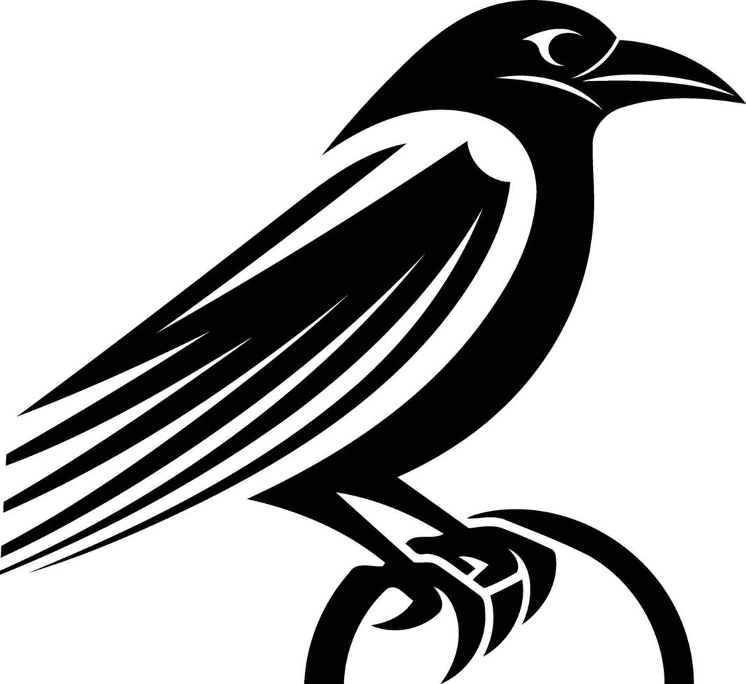 Black and white tribal crow tattoo design, perfect for use on t shirts, posters, and other merchandise vector