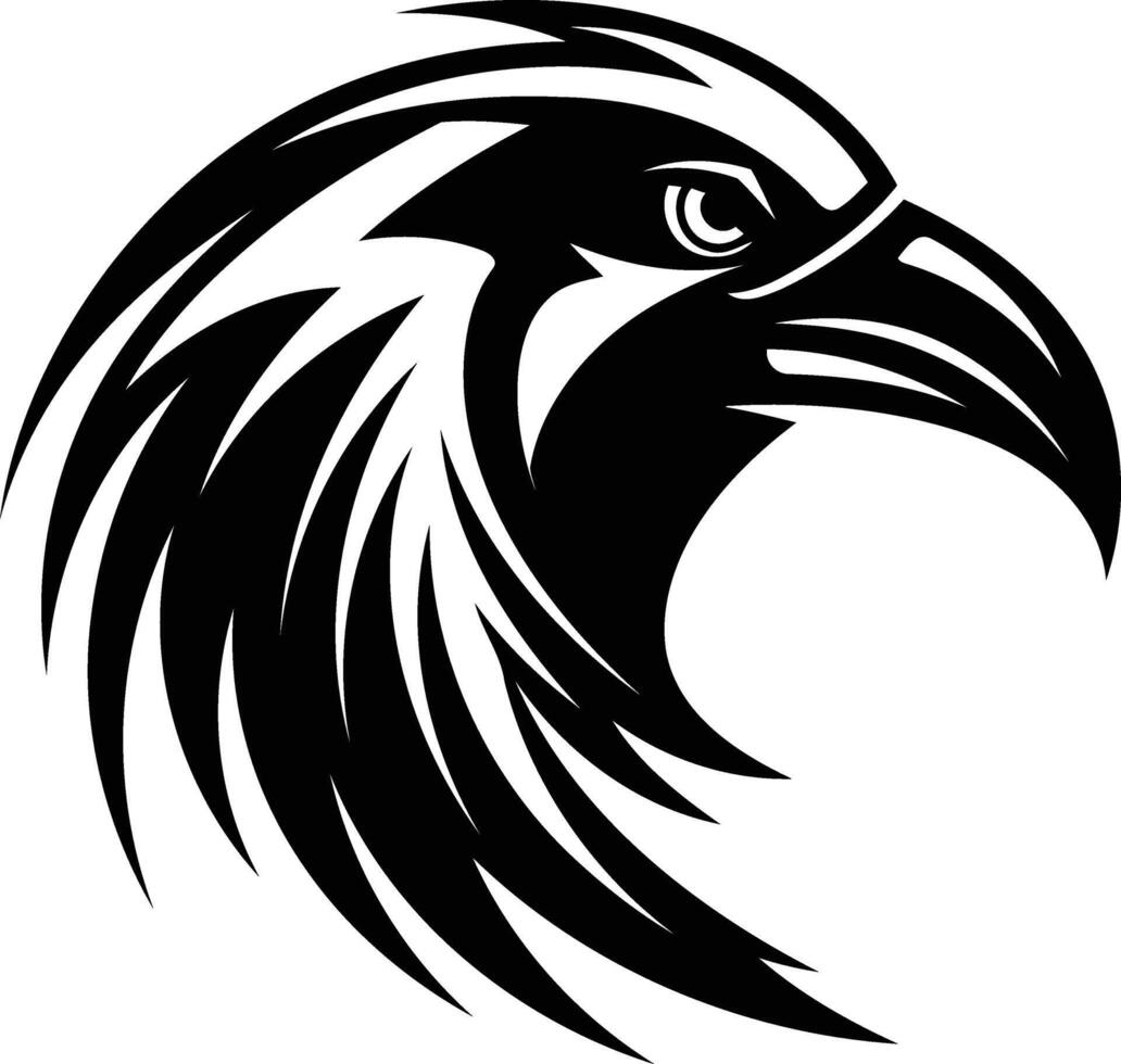 A bold, black and white eagle head design, perfect for tattoo art, graphic design, or branding vector