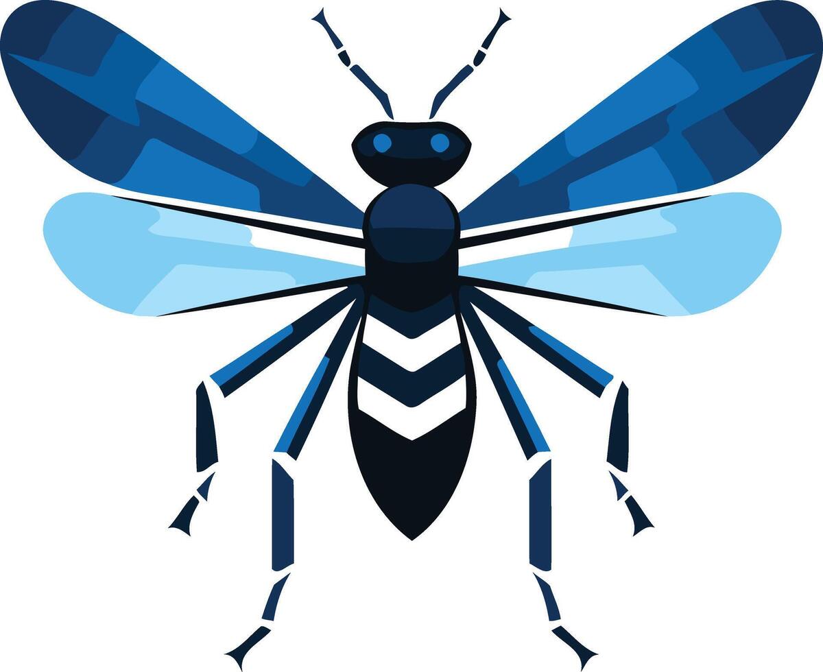 Stylized Blue Wasp Illustration vector