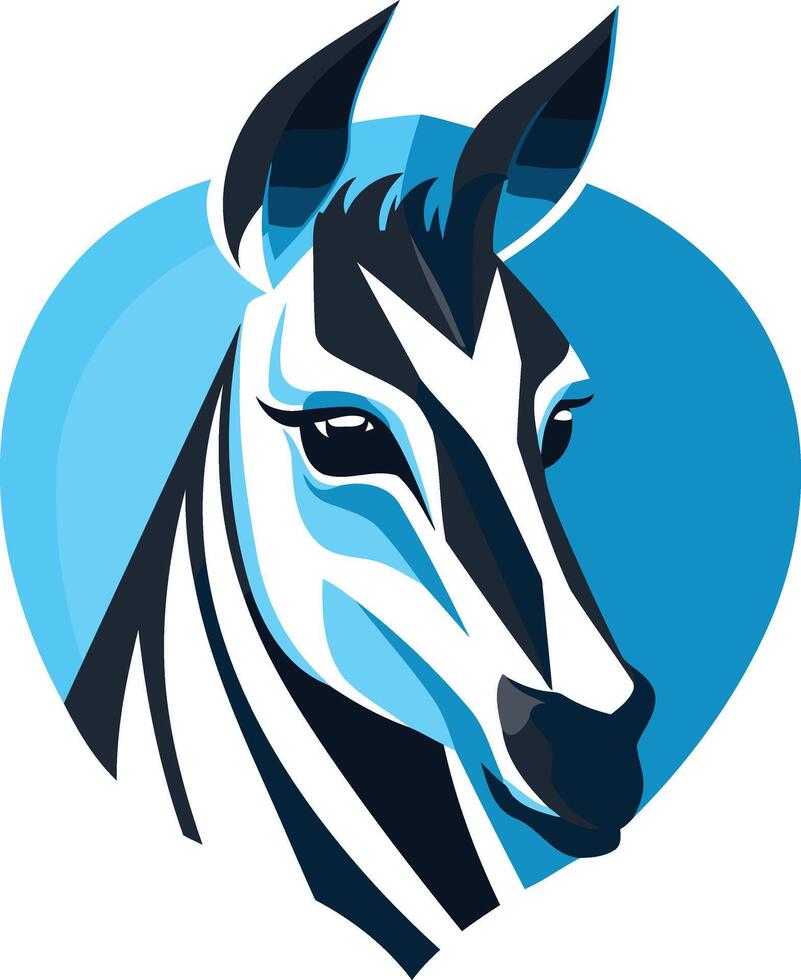 Striped Horse Head with Blue Background vector