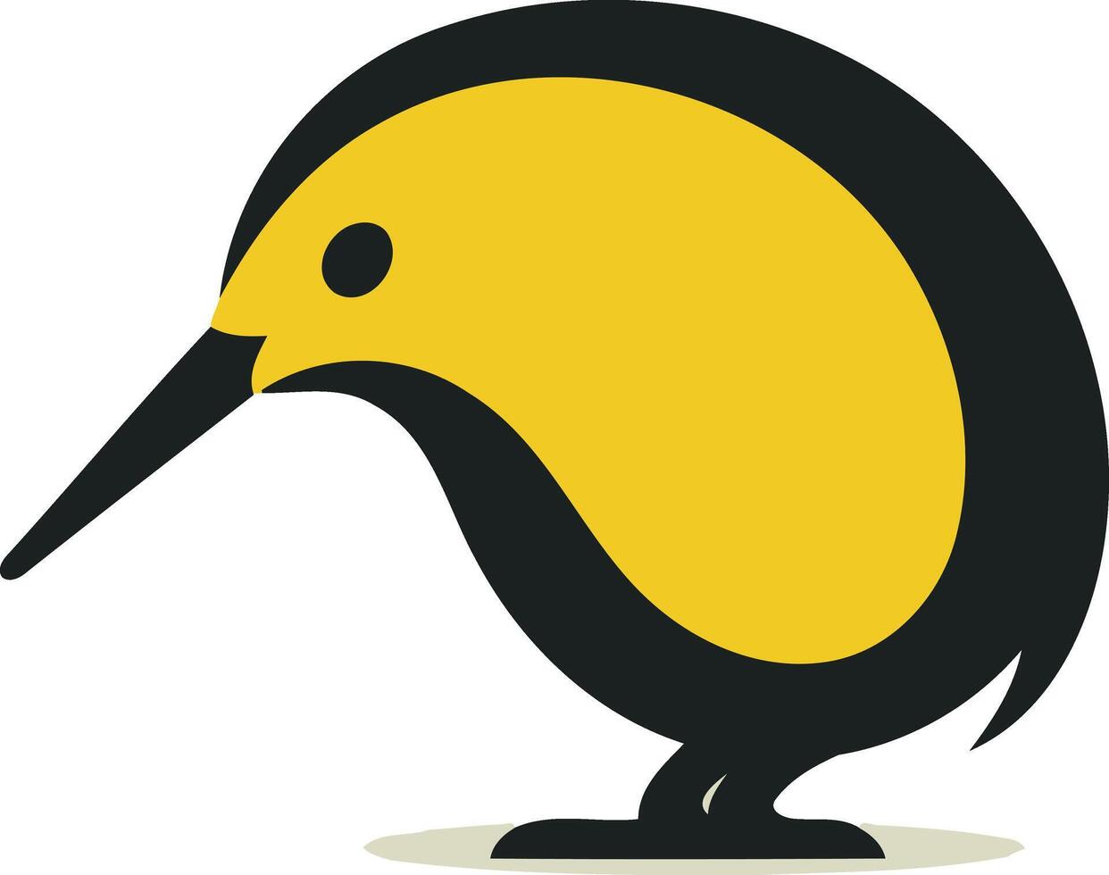 Kiwi Bird Illustration Simple Yellow and Black Design vector
