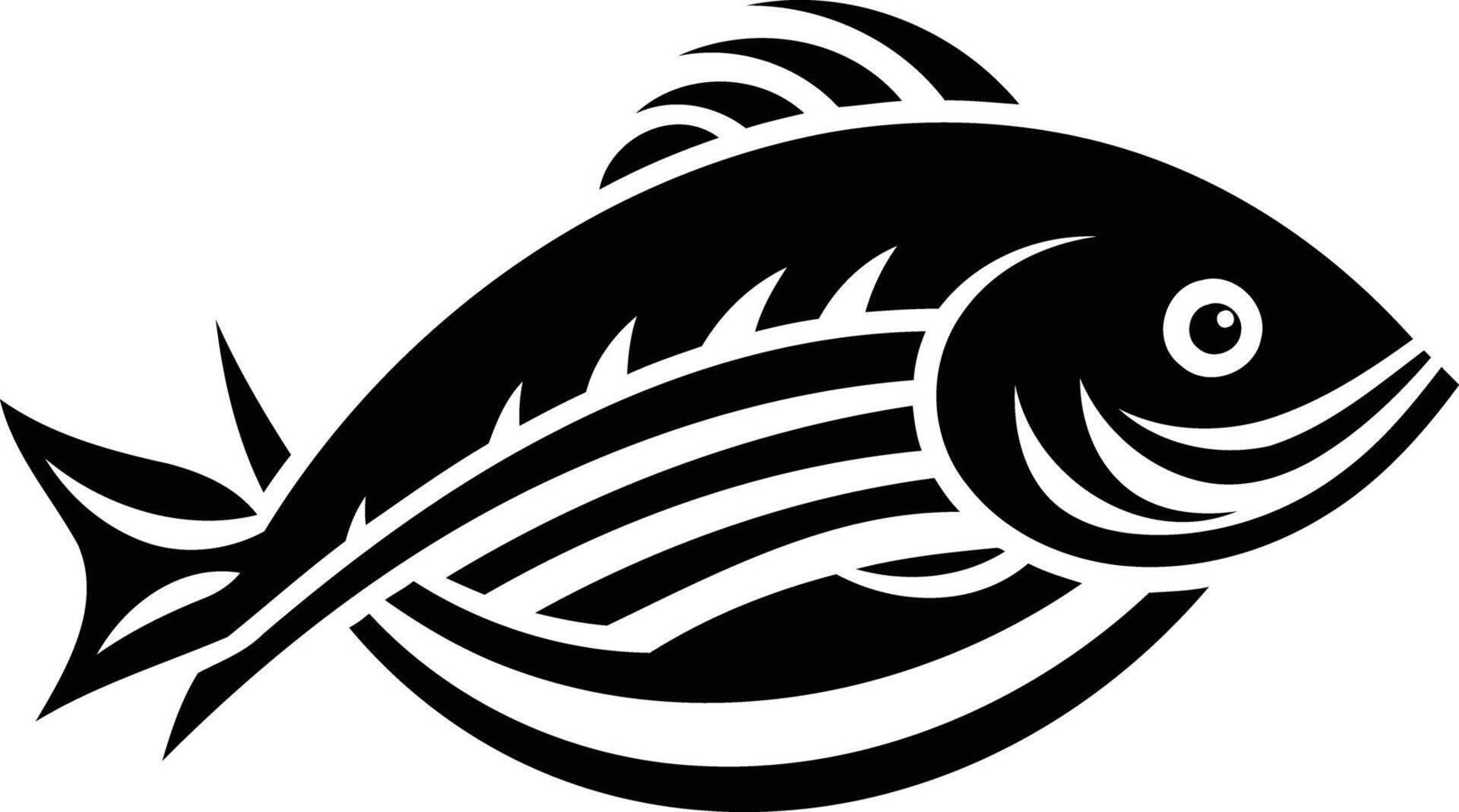 A bold, black and white illustration of a stylized fish, perfect for branding or design projects vector