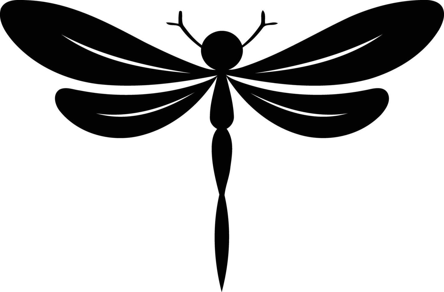Simple, elegant black and white dragonfly silhouette vector