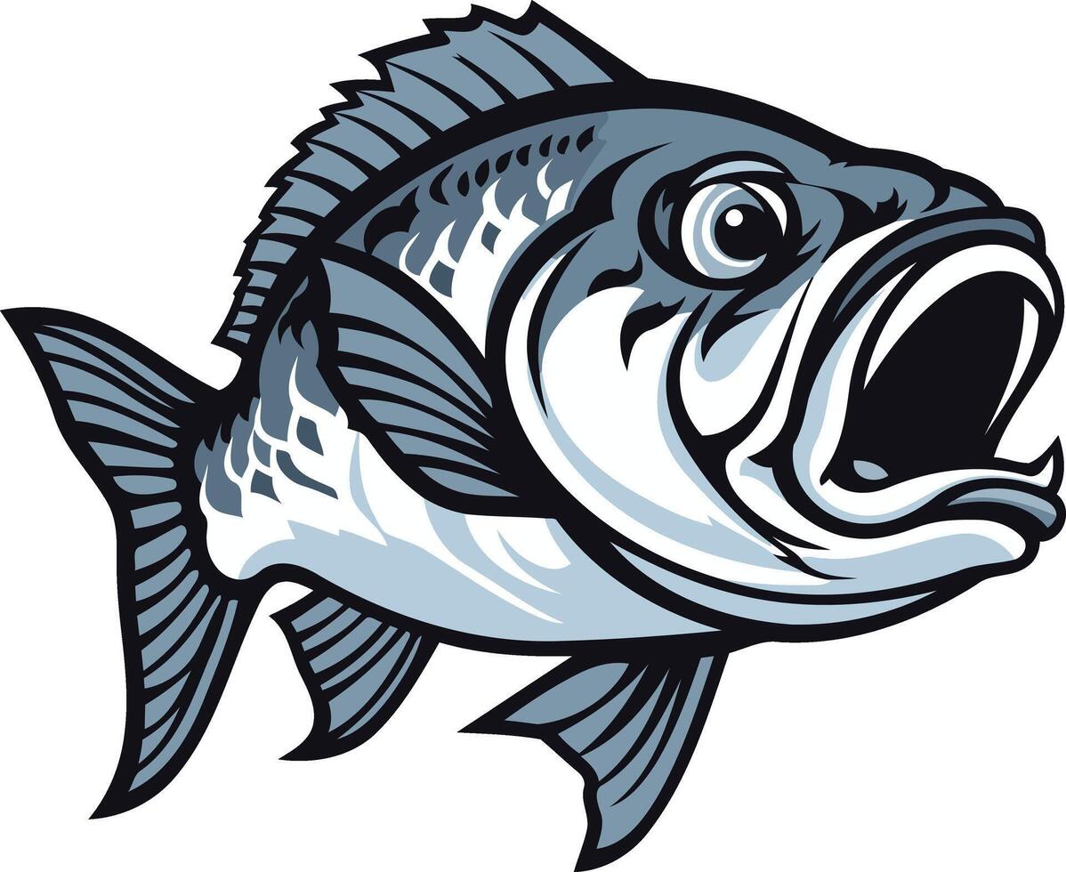 Aggressive Bass Fish Illustration vector