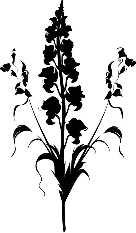 Elegant black and white silhouette of a delicate flower vector