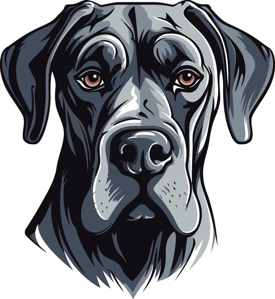 Black Dog Portrait with Focused Gaze vector