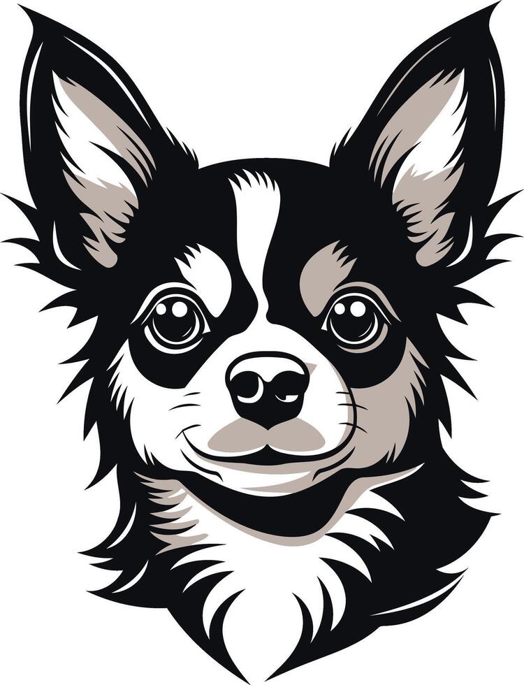 Chihuahua Portrait Black and White Canine Charm vector