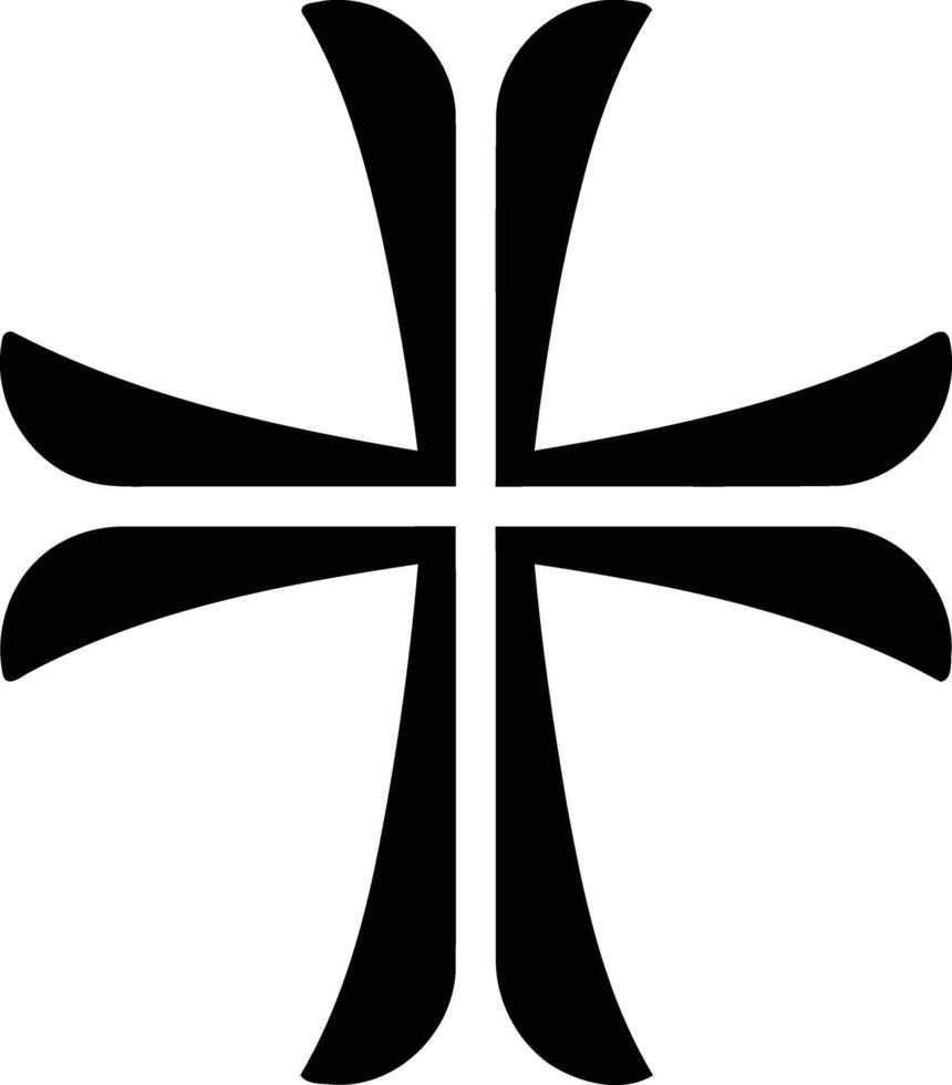 A simple, bold, and elegant black and white tattoo design of a stylized cross vector