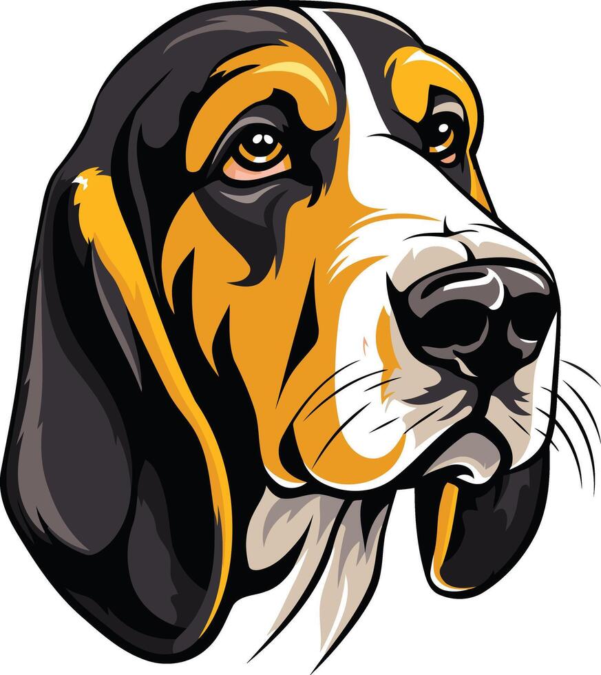 Basset Hound Portrait with a Thoughtful Gaze vector