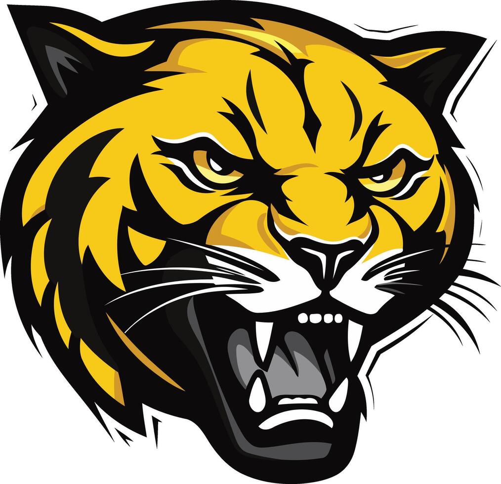 Aggressive Yellow Wildcat Mascot vector