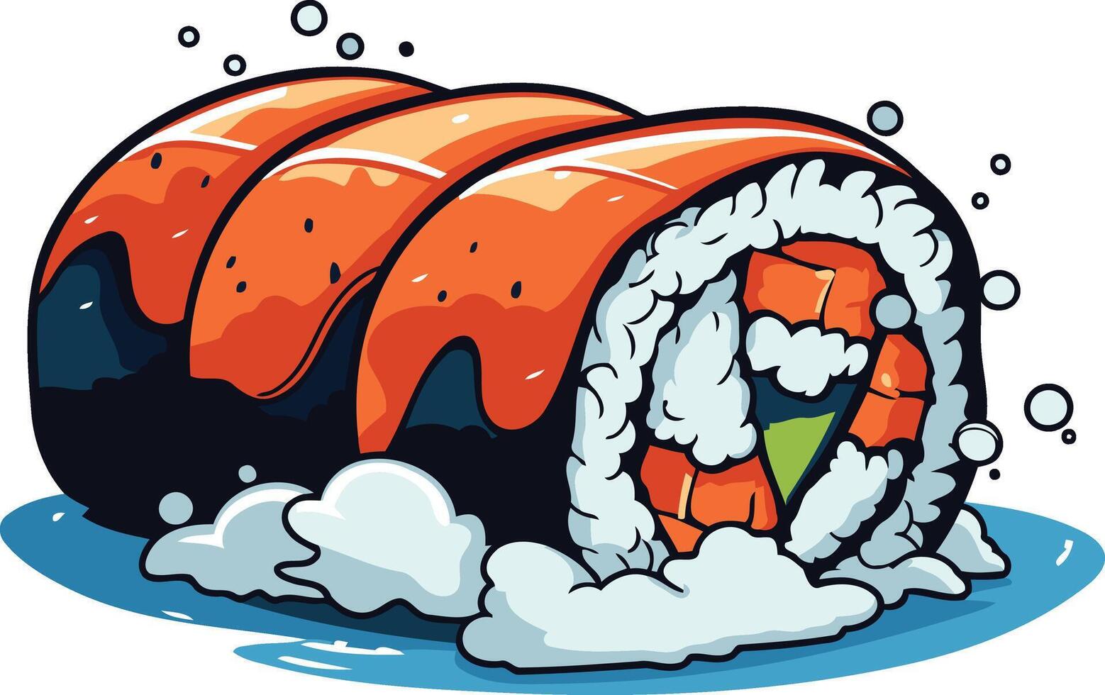 Sushi Roll with Spicy Sauce vector