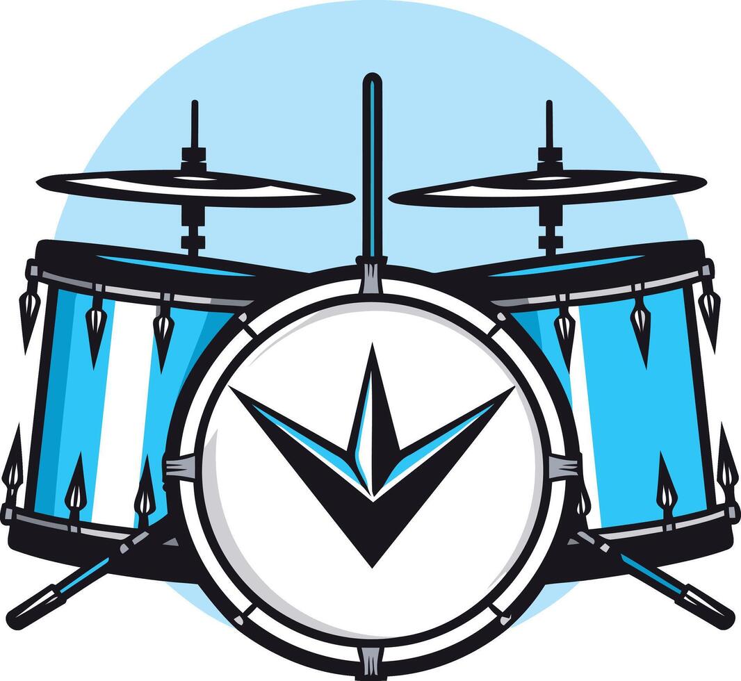 Blue and White Drum Set with a Black Starburst vector