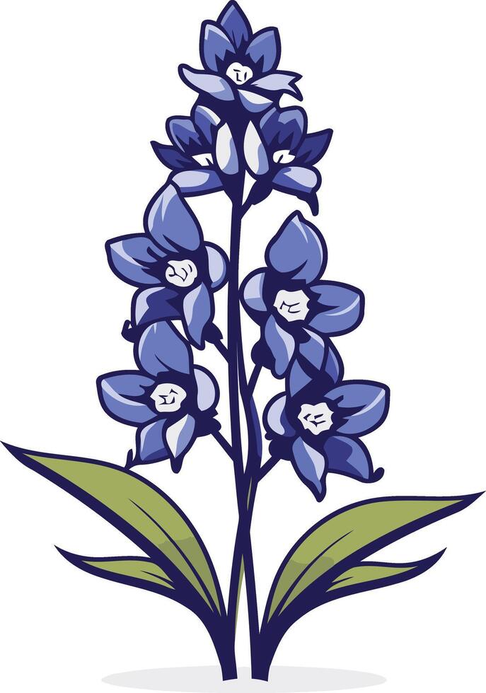 Cartoon Illustration of a Blue Delphinium Flower vector