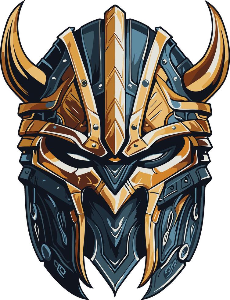 Golden and Blue Viking Helmet Illustration vector