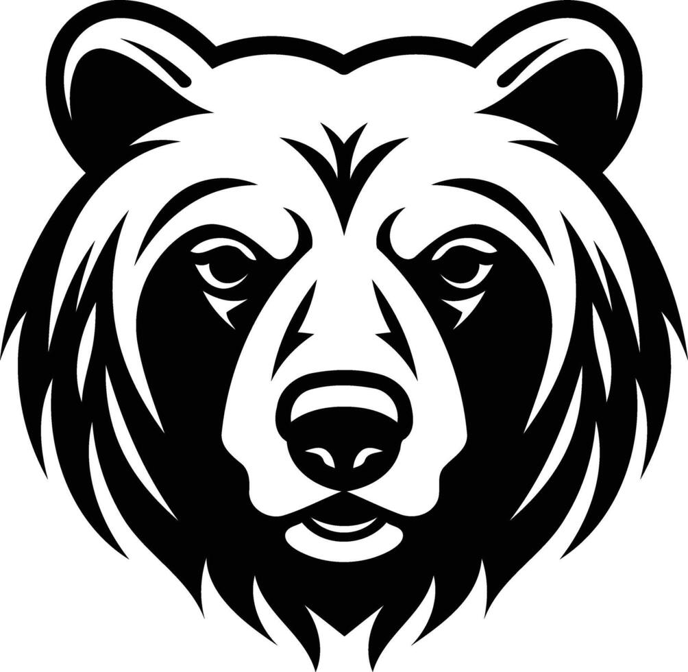 Powerful black and white bear head illustration, perfect for branding, logos, or tattoo designs vector