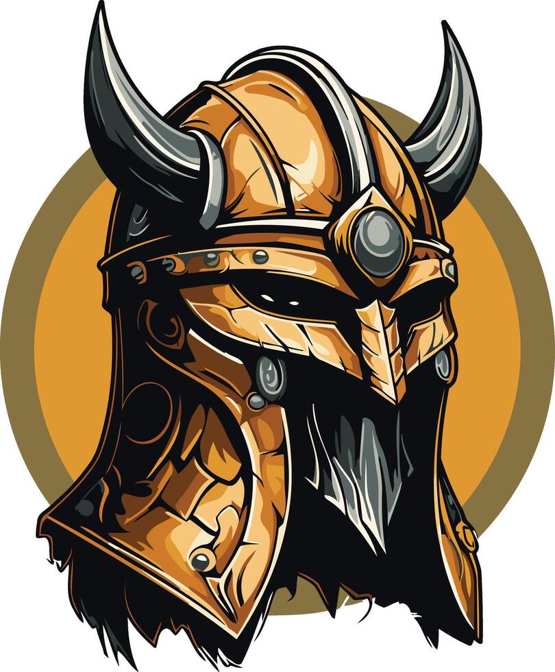 Ornate Viking Helmet with Horns vector
