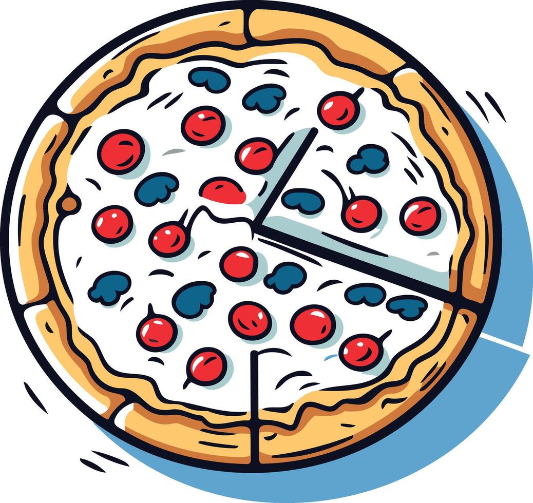 Delicious Pizza with One Slice Removed vector