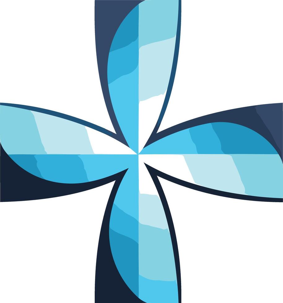 Abstract Blue Cross Shape with a 3D Effect vector