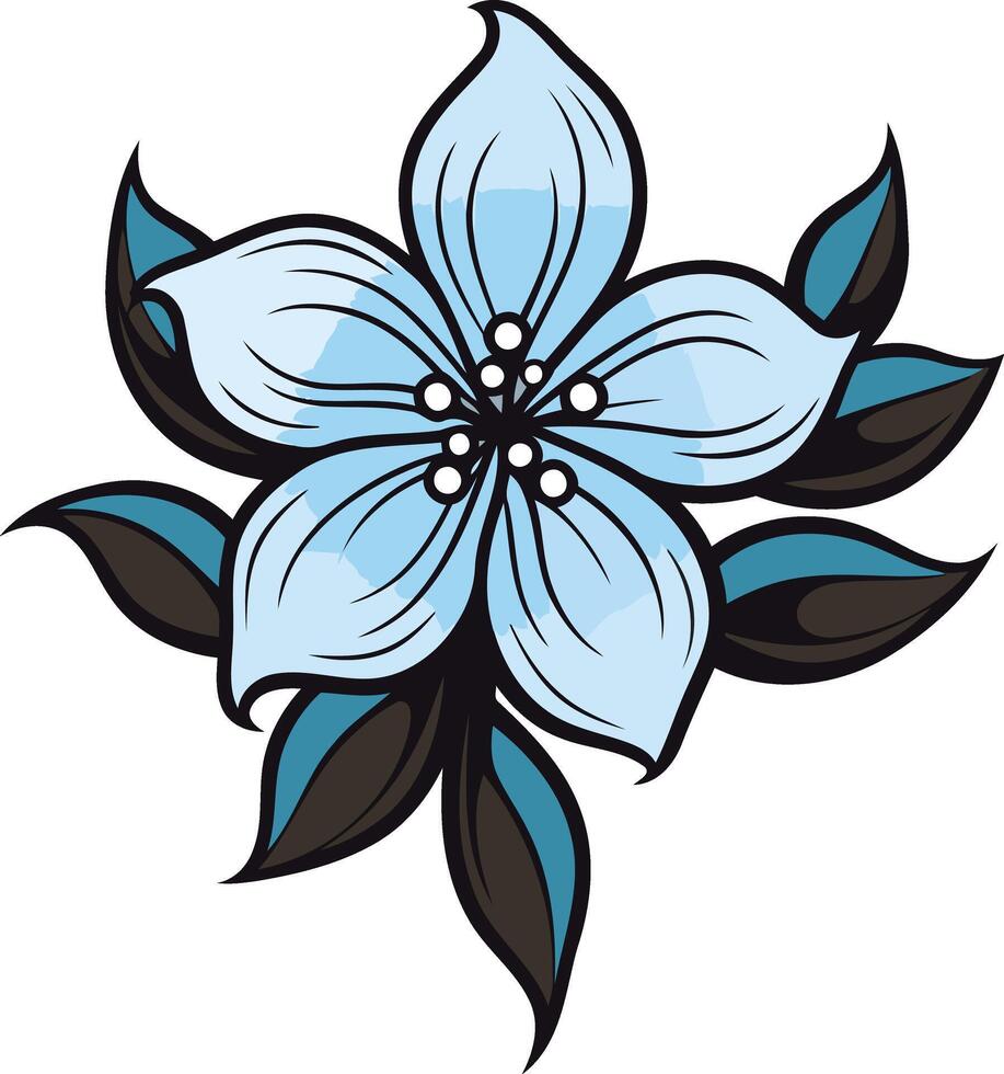 Delicate Blue Flower with Black Stem vector