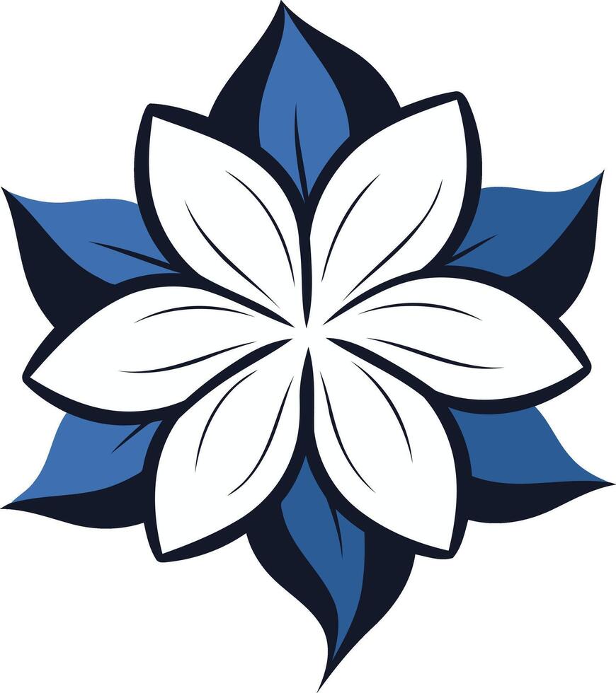 Stylized White Flower with Blue Petals vector